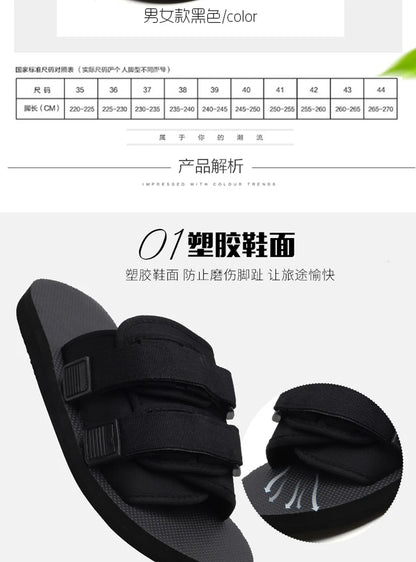 Summer Outdoor Men Slippers Fashion Hook&Loop Canvas Casual Couple Shoes Slip-on Beach Slippers Sandals Women Shoes Flip Flops