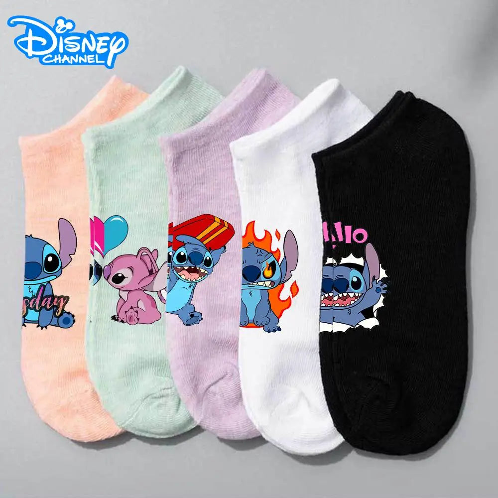 Anime Disney Lilo & Stitch Short Socks Cartoon Boat Socks Spring Summer Breathable Socks for Men and Women Cotton Ankle Socks