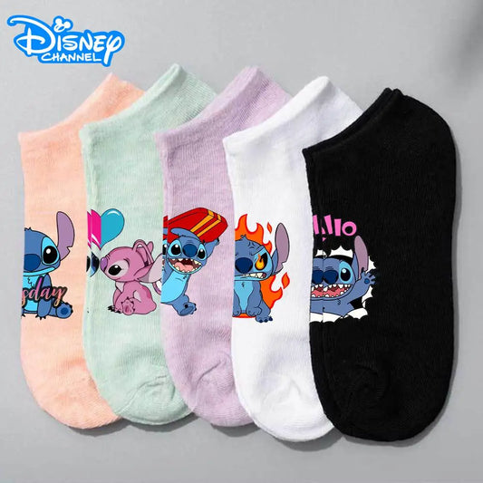 Anime Disney Lilo & Stitch Short Socks Cartoon Boat Socks Spring Summer Breathable Socks for Men and Women Cotton Ankle Socks