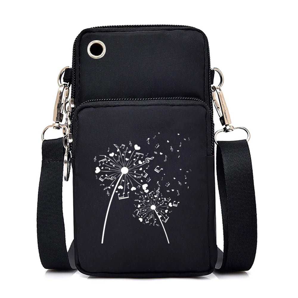 Mini Mobile Phone Bag Women Musical Symbols Messenger Bag Hanging Neck Coin Purse Vertical Handbag Fashion Small Crossbody Bag