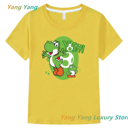 Children Cotton T-shirt Super Smash Bros Yoshi Shirt Cartoon Kids T Shirt Summer Women Men Cotton T shirt Top Men Family Clothes