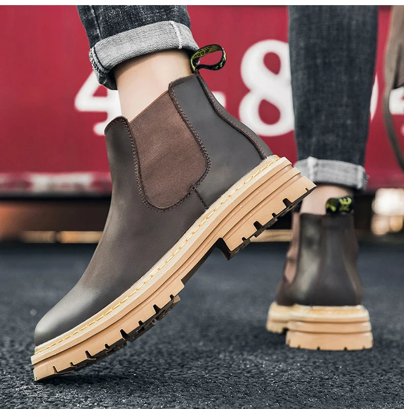 Sanzoog Brand High Quality Winter Ankle Chelsea Boots Men British Style Botines Hombre Bottines Homme