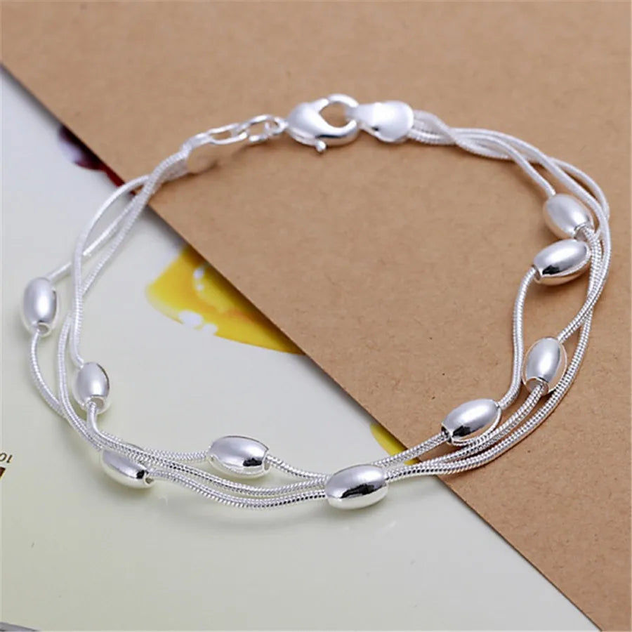 925 Sterling Silver Exquisite Solid Chain Bracelet Fashion Charm Women Men Solid Wedding Cute Simple Models Jewelry