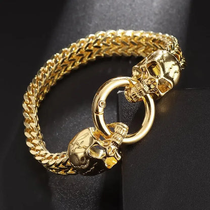 Fashion Gold Color Lion King Stainless Steel Braided Chain Bracelet Domineering Men\\'s Rock Wristband Alloy Lion Head Jewelry