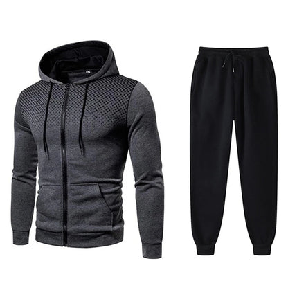 Men's Tracksuit Two-Piece Hoodie + Track Pants Jacket Pullover Casual Outdoor Sports Fashion Streetwear Zipper Hooded Set