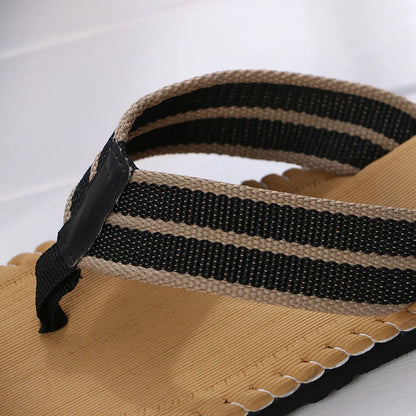 Flip-Flops For Men Summer Anti-Skid Breathable Home Outdoor Comfortable Slippers Daily Casual Regular Canvas Strap Flip-Flops