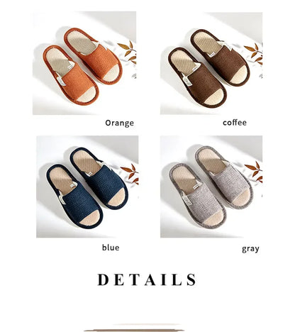 NEW Home Linen Slippers For Men In Spring&Autumn Comfortable Bedroom Open-toed&Breathable Slippers Men's & Women's Shoes Summer