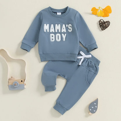 2024-06-27 Lioraitiin Toddler Boys Fall Outfits Letter Embroidered Long Sleeve Sweatshirts and Long Pants 2Pcs Clothes Set