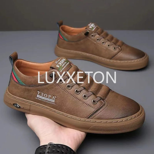 Men Leather Casual Shoes Summer New Fashion Men Lightweight Non Slip Luxury Casual Outdoor Breathable Running Sneakers