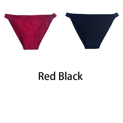 2Pcs/set Women Cotton Panties Female Mesh Underwear Solid Color Bikini Briefs Underpants Ladies Cotton Panty Girls Lingerie