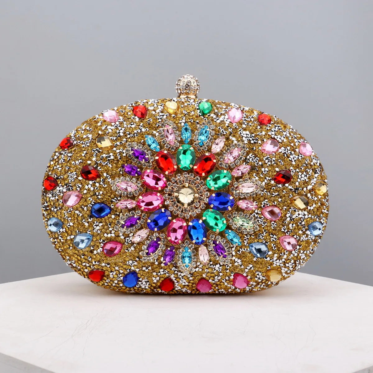 Flower Rhinestones Evening Bags Metal Prom Clutch Diamonds Clutch With Chain Shoulder Handbags Wedding Female Purse