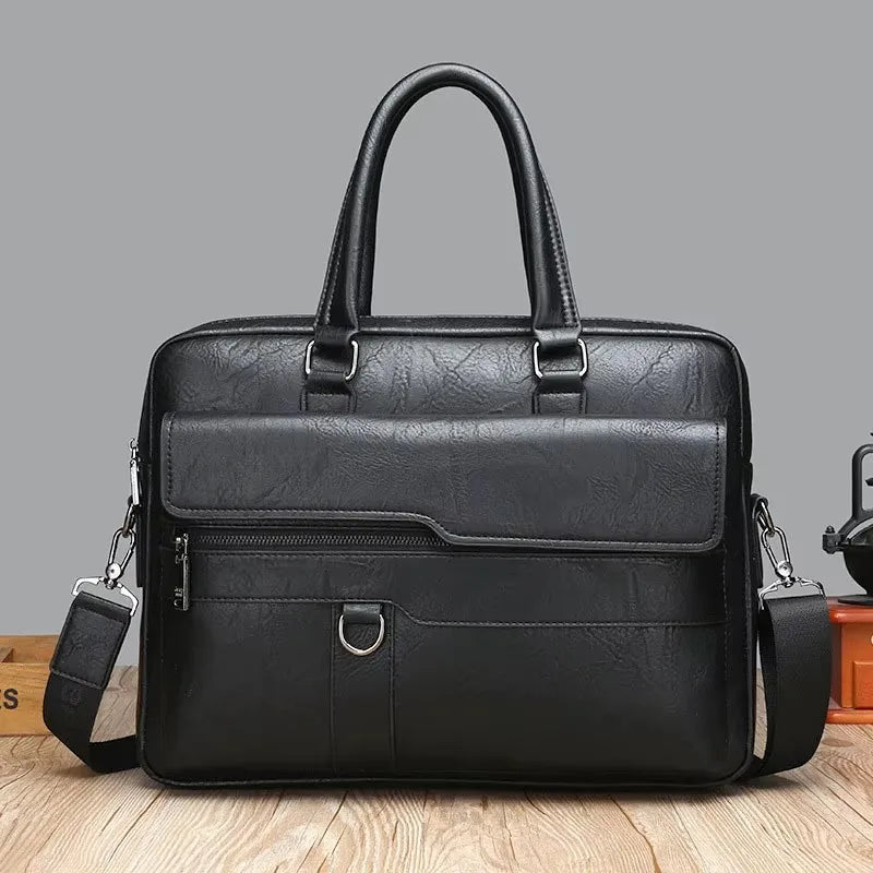 Luxury Brand Men Handbag Leather Man Briefcase for Laptop Messenger Men Leather Shoulder Bag Business Portfolio For A4 Document