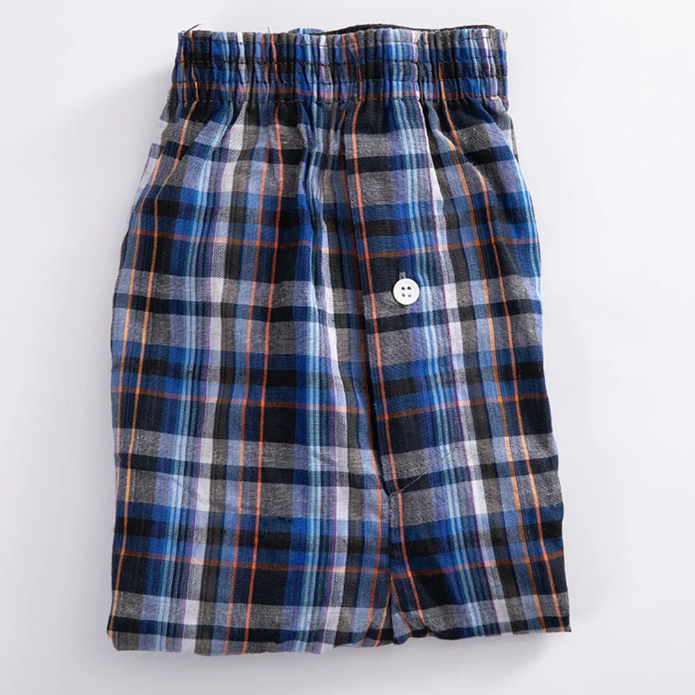 Mens Underwear Boxers Shorts Casual 100 % Cotton Sleep Underpants Plaid Loose Comfortable Homewear Striped Arrow Panties