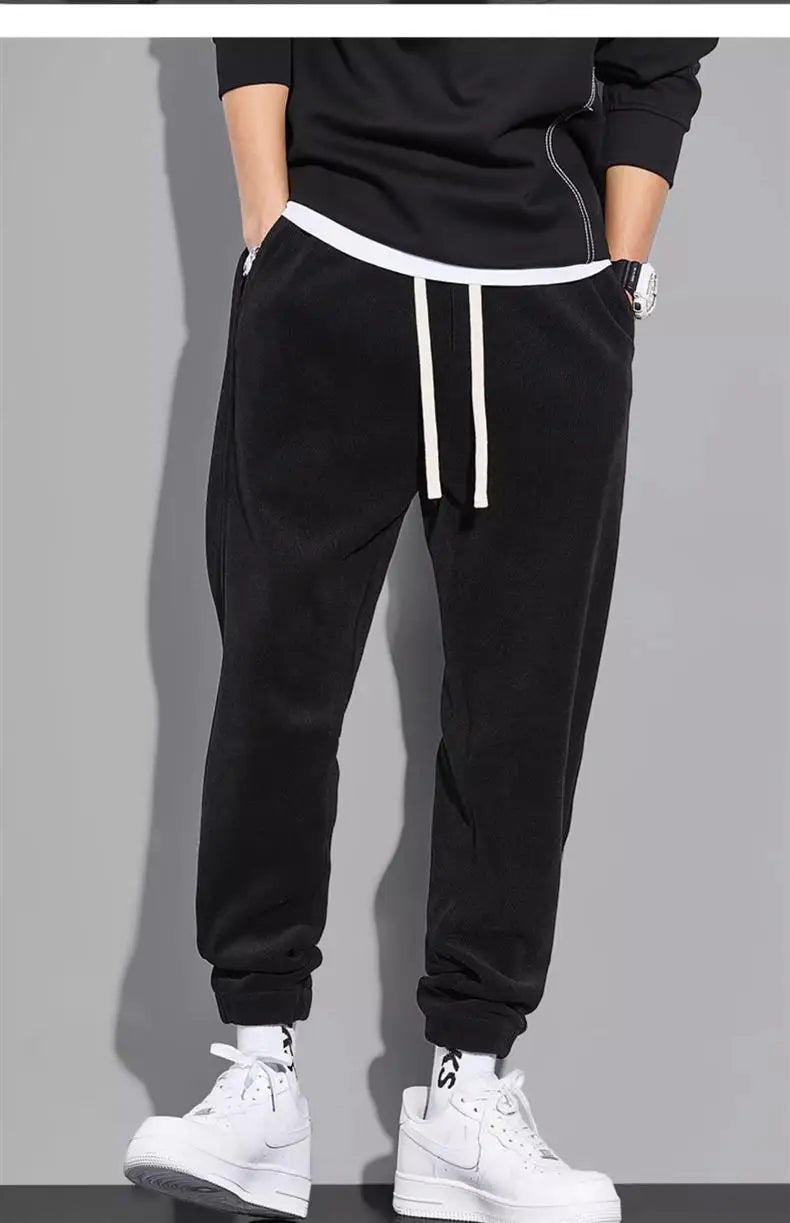 Spring Autumn Men's Loose-Fit Wide-Leg Casual Pants Trendy Brand Heavyweight Sports Korean Style Trendy Fashion Pants