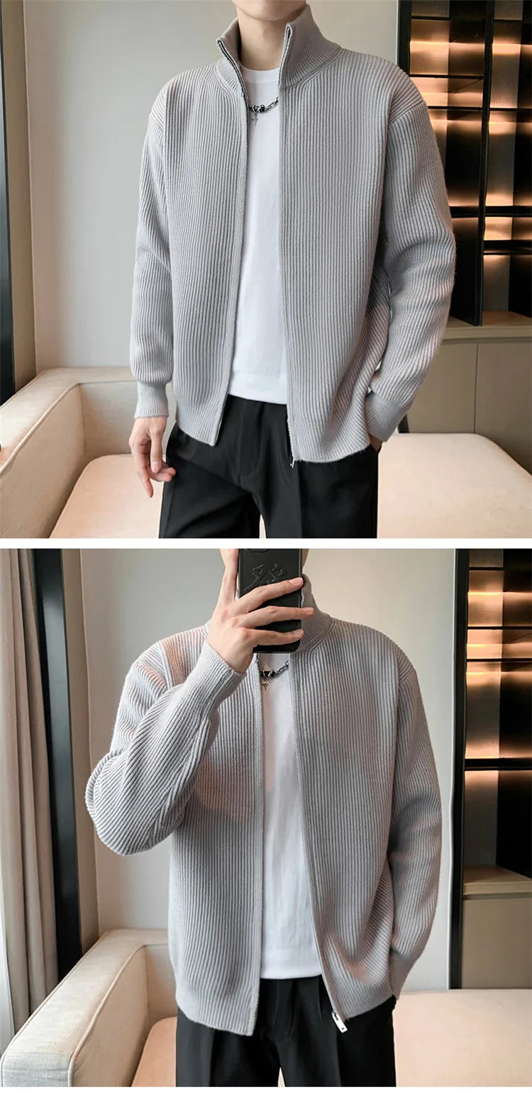 Autumn Turn Down Neck Cardigan Sweater Men Women Streetwear Loose Style Korean Knitwear Jacket Fashion Brand Mens Cardigan Z17