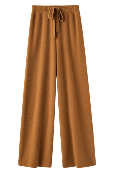 Soft waxy 100% cashmere wide-leg pants women's drooping feeling lazy wind knitted straight pants padded outer pants in autumn an