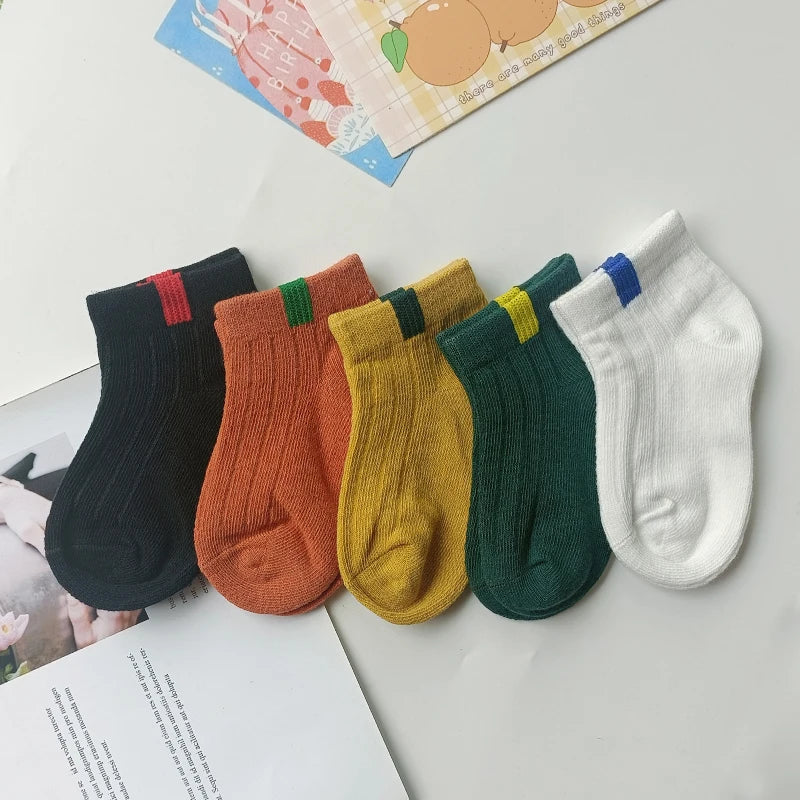 5 Pairs/Lot Children's Short Socks Boys and Girls Thin and High-quality Cotton Socks Breathable and Sweat Absorbing Baby Socks