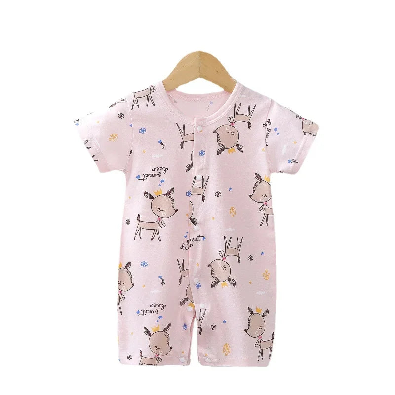 Newborn Boy Girl Summer Cotton Clothes Baby Short-Sleeved Thin Romper Thin Pajamas Cartoon Playsuit Outfits Toddler Bodysuit