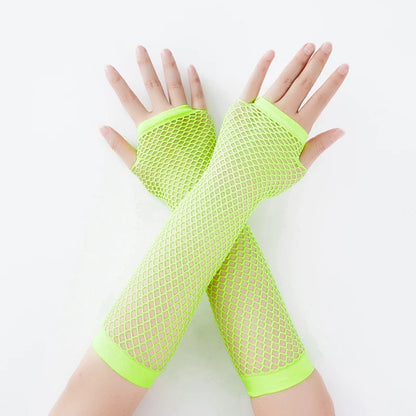 New Fashion Neon Fishnet Fingerless Long Gloves Leg Arm Cuff Party Wear Fancy Dress for Womens Sexy Beautiful Arm Warmer