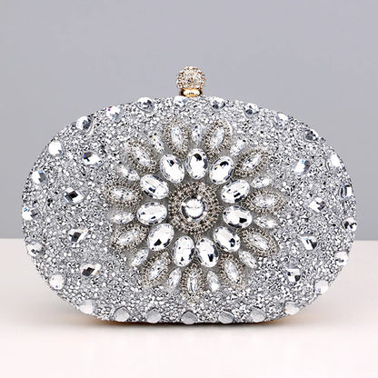 Flower Rhinestones Evening Bags Metal Prom Clutch Diamonds Clutch With Chain Shoulder Handbags Wedding Female Purse