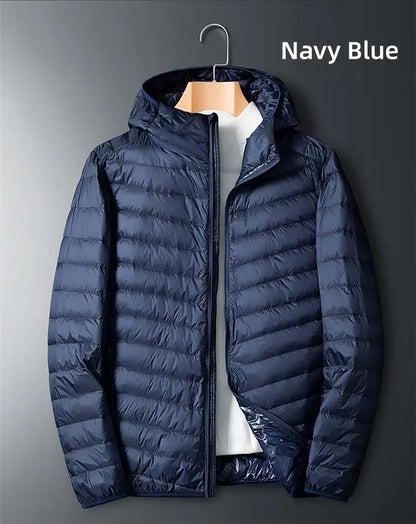 UETEEY Autumn Winter Down Jacket Men Ultra Light Windproof Waterproof Anti Fouling Anti-Oil White Duck Portable Hooded Coat Male