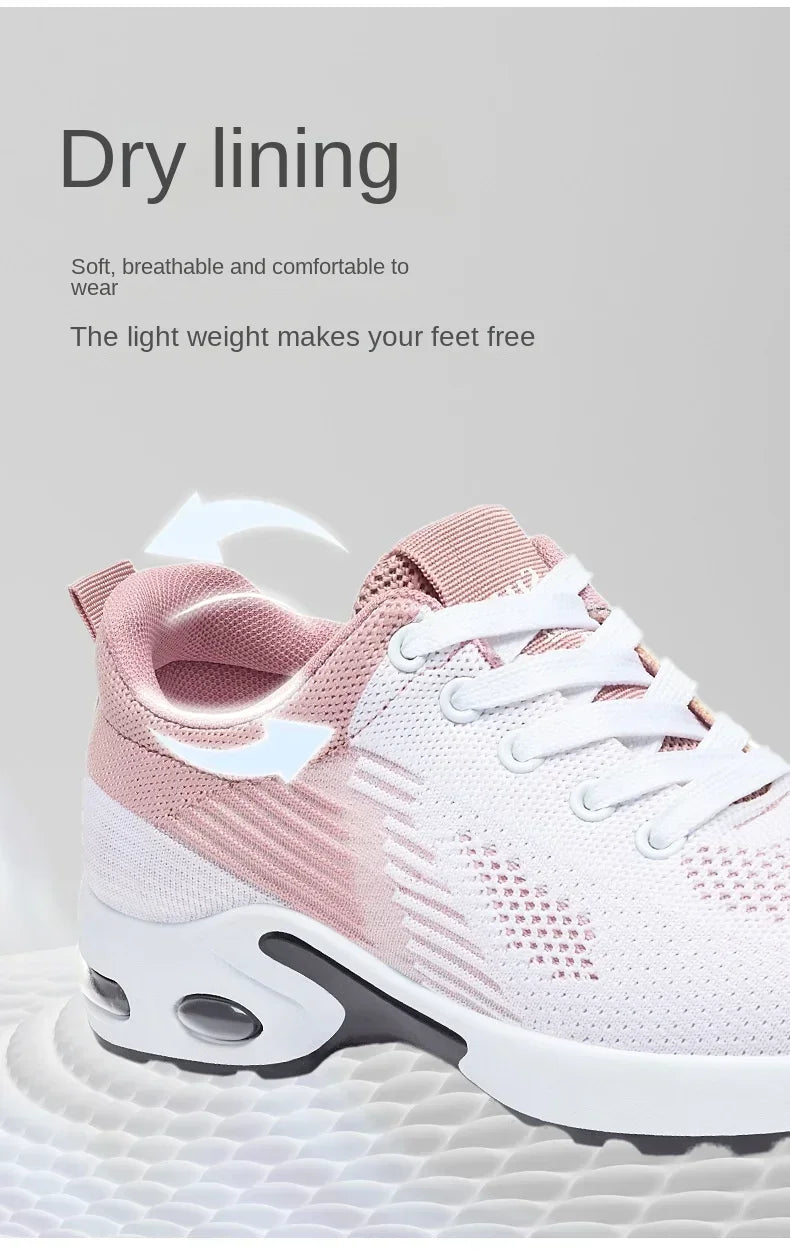 New Running Shoes Ladies Breathable Sneakers Summer Light Mesh Air Cushion Women's Sports Shoes Outdoor Lace Up Training Shoes