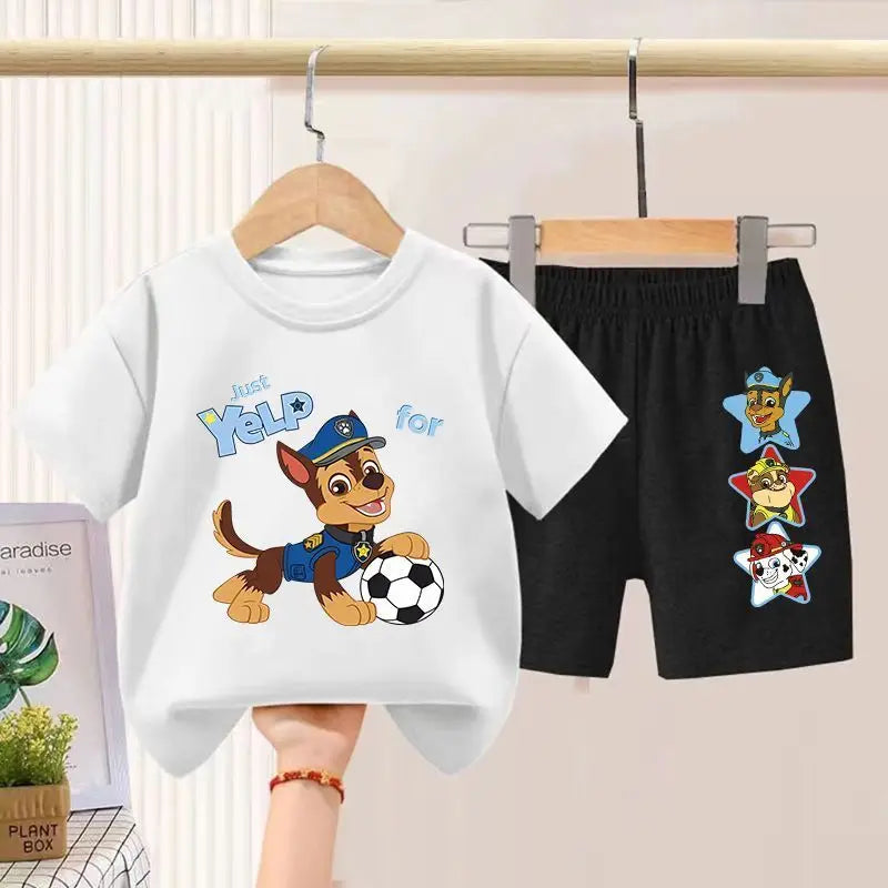 PAW Patrol Children's T-shirts Sets Boys Summer Short Sleeve Shorts Two Piece Suit Kids Outfits Breathable Sport Clothes Set