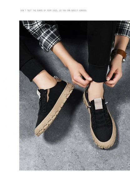 2024 New Men Canvas Shoes Brand Breathable Men Casual Shoes Fashion Comfortable Sneakers Platform Slip on Vulcanized Shoes Male