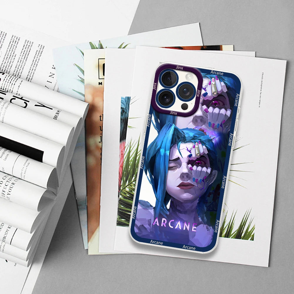 TV A-Arcane 2 J-Jinx Cool VI Phone Case for Samsung S24 S23 S22 S21 A55 A54 A35 FE PLUS ULTRA Transparent Bezel Shell