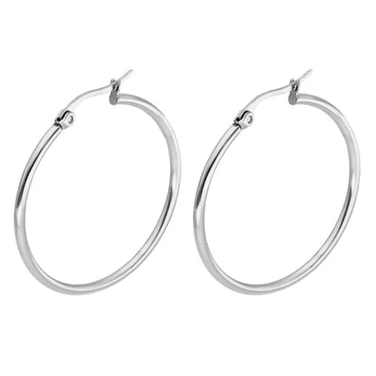 25mm Titanium 316L Stainless Steel Circle Hoop Earrings Vacuum Plating No Fade Anti-allergy