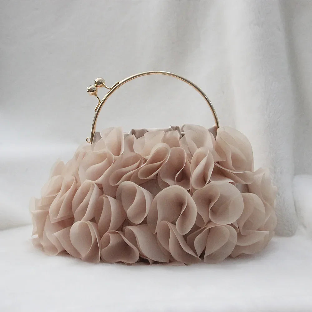 Luxury Satin Floral Bride Party Evening Clutch Bag Women Wedding Purses and Handbags Small Shoulder Chain Bag Designer Bag