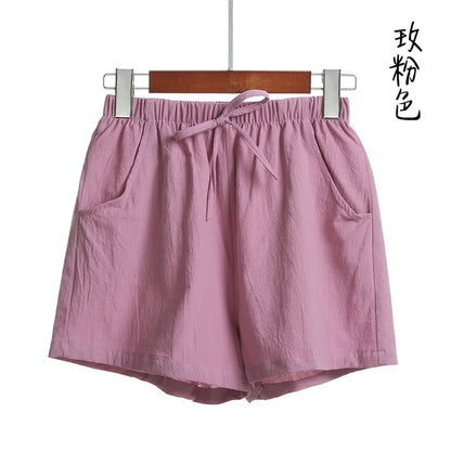 Cotton Linen Shorts Women Casual Workout Shorts Workout Mini Wide Leg Trousers Summer Basic High Wasit Biker Oversize Shorts