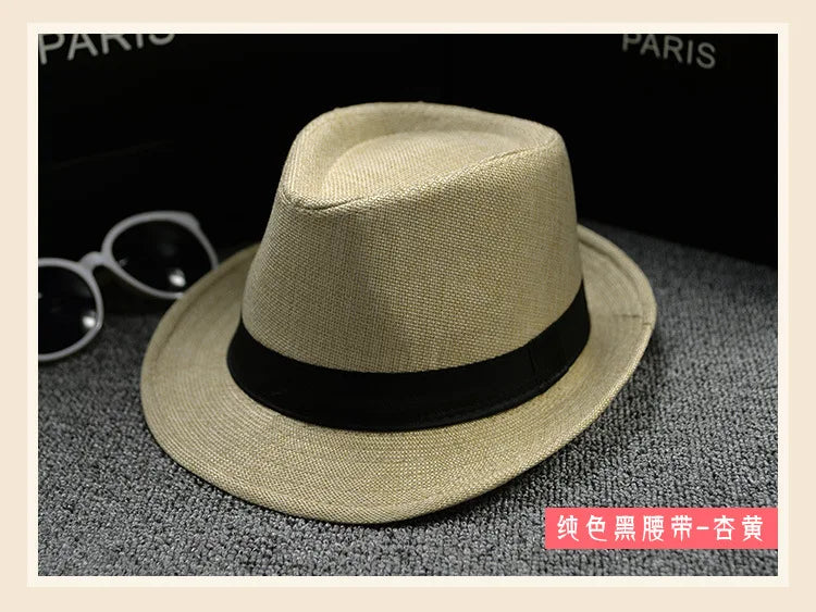 Summer Fedora Hat for Men Fashionable Elegant Vintage Black Women White Red Brim 1920s Panama Top Jazz Beach Unisex Classic Cap