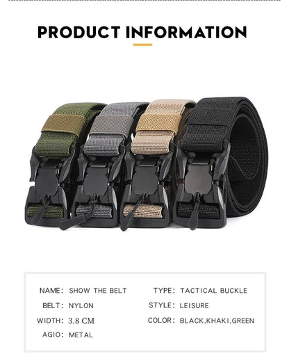 Tactical Belt Magnetic Buckle Quick Release Elastic Belt Casual Nylon Tooling Training Belt Men's Trousers Belt