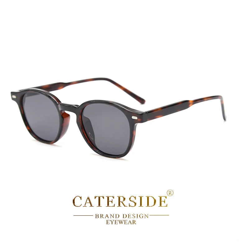 Caterside Polarized Round Sunglasses Men Punk TR Frame Core Insert Leg Retro Sun Glasses Women Set Driving Fishing Eyewear UV400