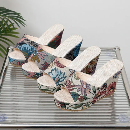 Sandalias de tacón para mujer, zapatos elegantes con plataforma y cuña de diseñador, de lujo, cómodos, a la moda, para verano