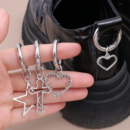 2PCS Hollow Big Stars Hearts Pendant Boots Shoes Buckles Decoration Metal Fashion Hearts Pendant Boots Shoes Buckles Shoe Charm