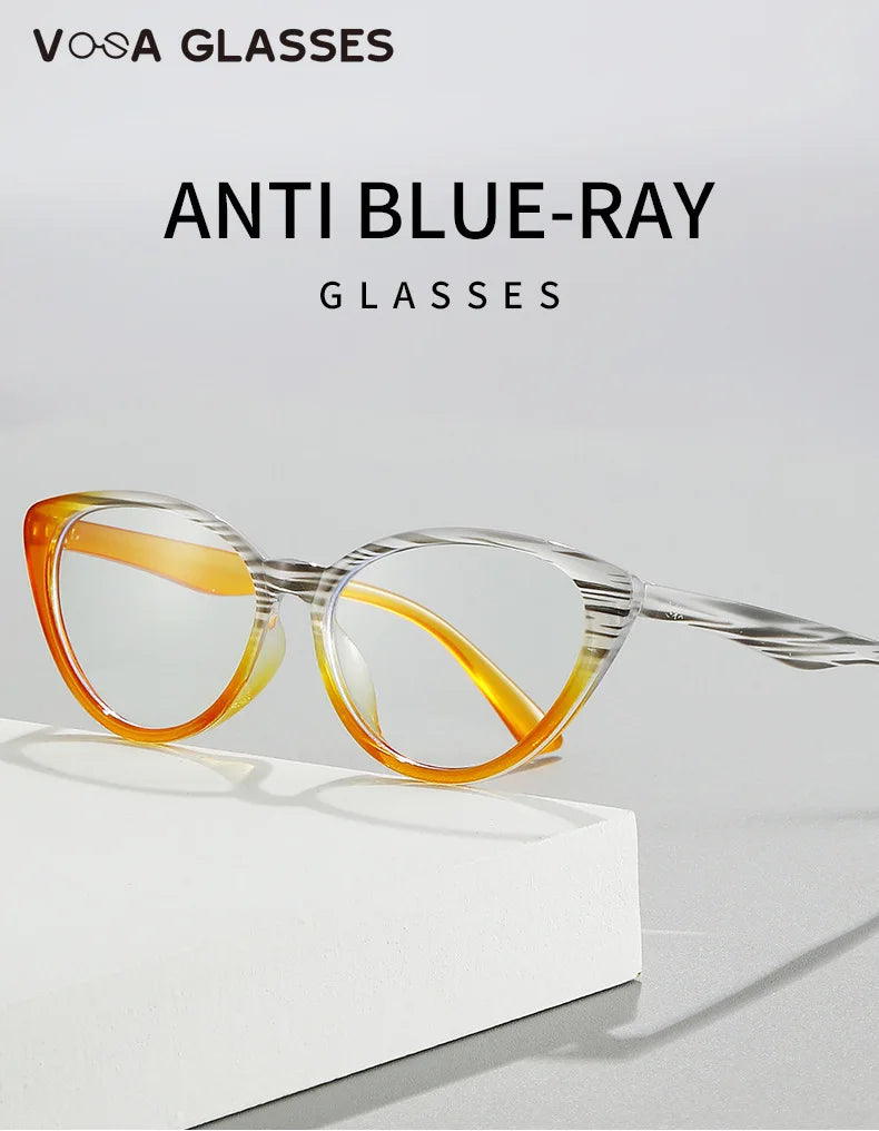 2023 Fashion Sexy Women Cat Eye Reading Glasses Retro Glasses Frame with Prescription Anti Blue Light Lenses Metal Eyewear