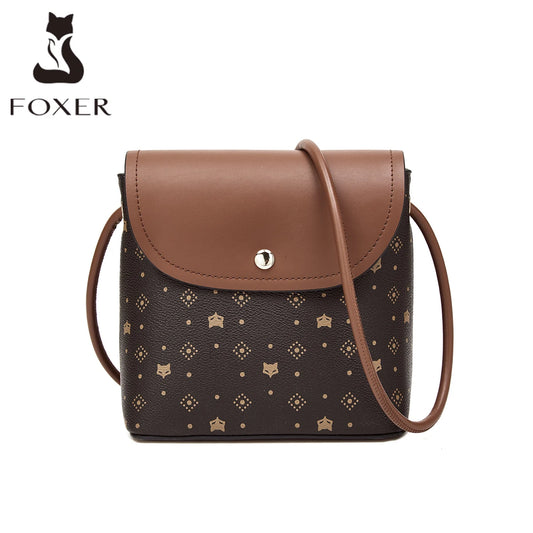 FOXER Brand Small Women's Classic PVC Shoulder Bag Vintage Monogram Girl Square Crossbody Bag PVC Lady Mini Shopping Bag