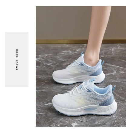 Spring 2025 New Thick Soled Sports Shoes Breathable Fitness Mesh Running Wear Resistant Casual Vulcanized Shoes for Women