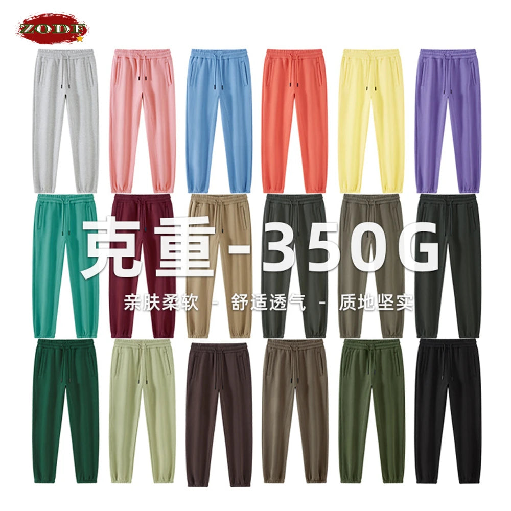 ZODF New Winter 350gsm Fleece Sweatpants For Men Unisex Casual Loose Basic Warm Solid Joggers Sport Pants 18 Colors HY0727