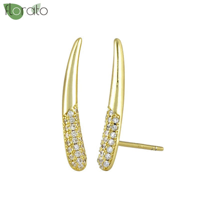 925 Sterling Silver Needle Elegant White Crystals Small Hoop Earrings for Women Fashion 18K Gold Pendant Earrings Luxury Jewelry