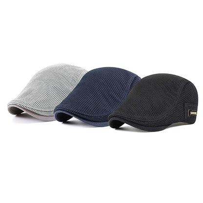 Mesh Breathable Beret Thin Section Sunscreen Sun Hat Cabbie Flat Cap Breathable Mesh Newsboy Beret Ivy Cap