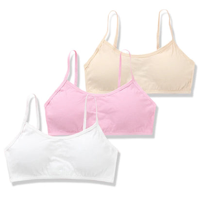 3pc/Lot Cotton Bra Teenage Undrewear Girls Training Bra Crop Top 8-14years