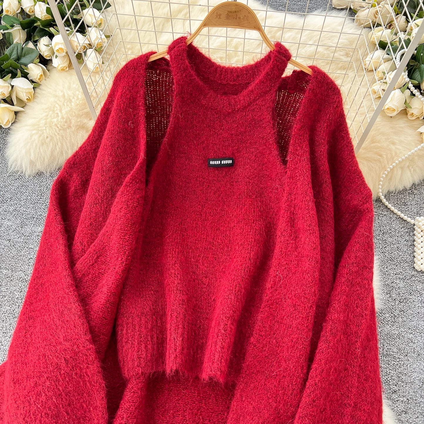 SINGREINY Fashion Solid Cashmere Sweater Long Sleeves Loose Warm Cardigan+Sleeveless Knitting Tank Top Winter Gentle Casual Tops