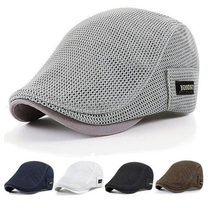 Mesh Breathable Beret Thin Section Sunscreen Sun Hat Cabbie Flat Cap Breathable Mesh Newsboy Beret Ivy Cap