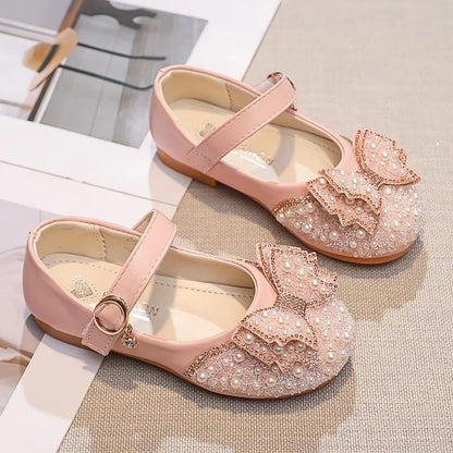 Children Princess Shoes Glitter Party Wedding Shoes for Girls Fashion Rhinestone Toddlers Ballet Flats Causal Kids Leather Shoes