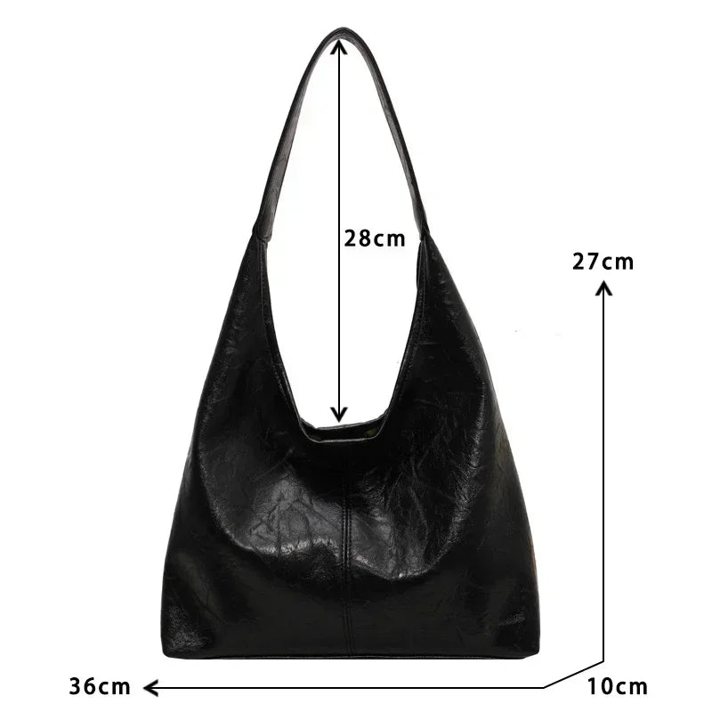 Soft PU Leather Shoulder Bag for Women Wedding Totes All-match Commuter Underarm Bag Bolso Mujer Fashion Large Capacity Handbag