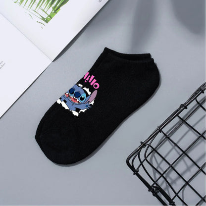 Anime Disney Lilo & Stitch Short Socks Cartoon Boat Socks Spring Summer Breathable Socks for Men and Women Cotton Ankle Socks