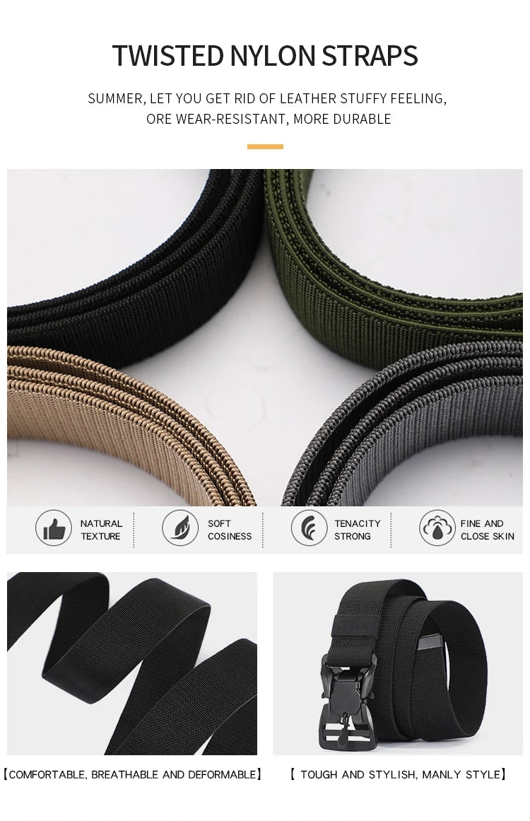 Tactical Belt Magnetic Buckle Quick Release Elastic Belt Casual Nylon Tooling Training Belt Men's Trousers Belt